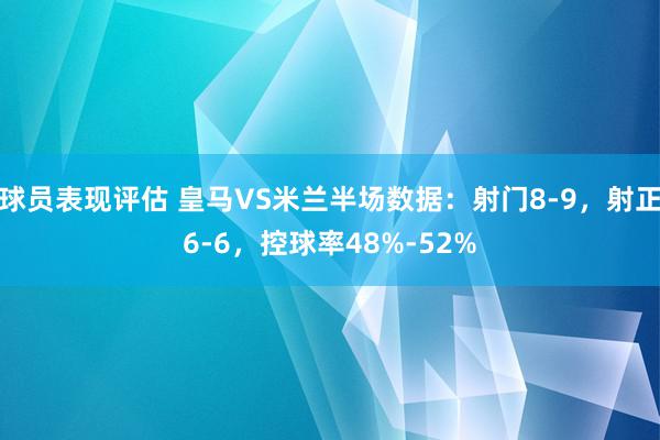 球员表现评估 皇马VS米兰半场数据：射门8-9，射正6-6，控球率48%-52%