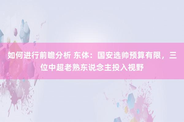 如何进行前瞻分析 东体：国安选帅预算有限，三位中超老熟东说念主投入视野