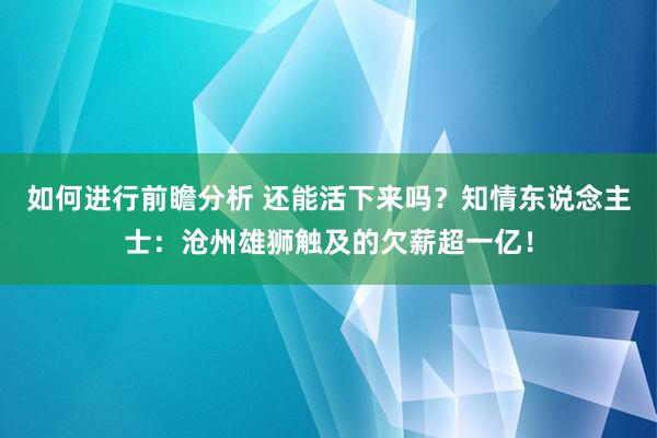 如何进行前瞻分析 还能活下来吗？知情东说念主士：沧州雄狮触及的欠薪超一亿！