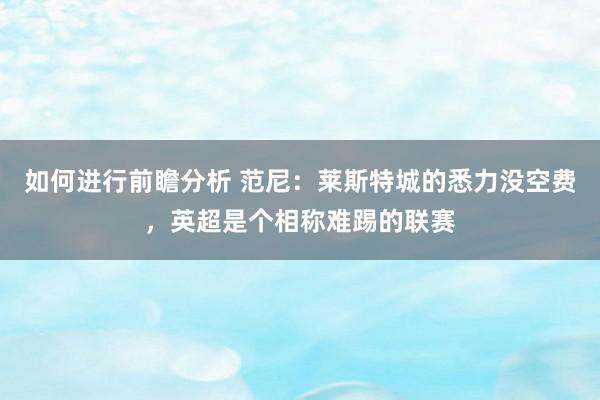 如何进行前瞻分析 范尼：莱斯特城的悉力没空费，英超是个相称难踢的联赛